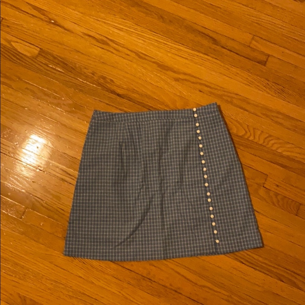 PETITE STUDIO BLUE GINGHAM MINI SKIRT